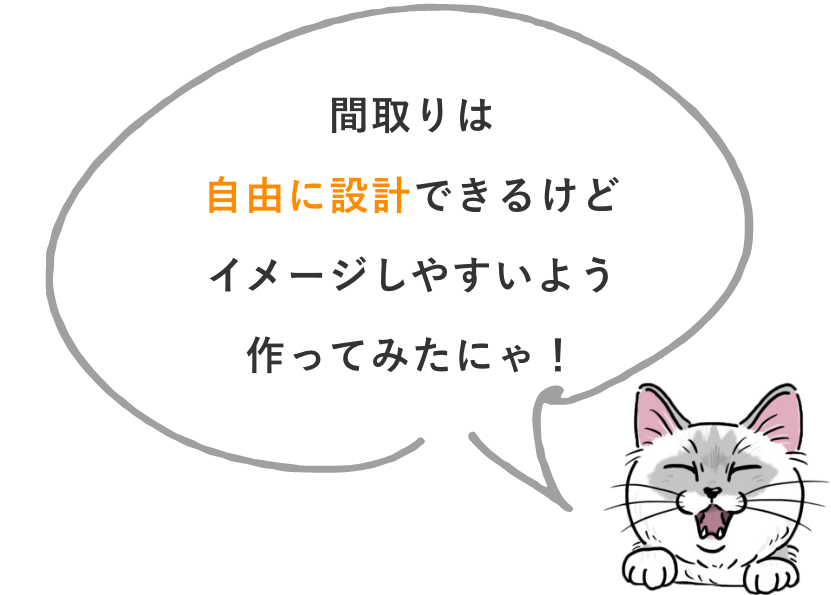 間取りは自由に設計できるけどイメージしやすいよう作ってみたにゃ!